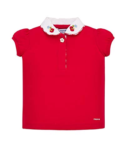 Mayoral Polo con Ricamo da Bambina, 9 Mesi (74), Rosso