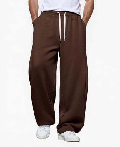 Image of Susclude Mens Lightweight Baggy Sweatpants Wide Leg Gym Lounge with Pockets | Wide Leg, Premium Cotton Blend, Inner /Outer Drawstring, 3 Pockets, Y2K Oversized, Breathable for Gym Lounge All Seasons