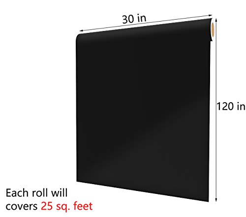 Decotalk 30"x120" Black Wallpaper Peel and Stick Pureblack Wallpaper for Walls Removable Black Contact Paper for Cabinets and Drawers Self Adhesive Large Solid Color Contact Paper Matte Vinyl Wrap