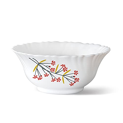 Image of Larah by BOROSIL Red Bud 6 Pcs Opalware Soup Bowl Set (210 ml Each), White