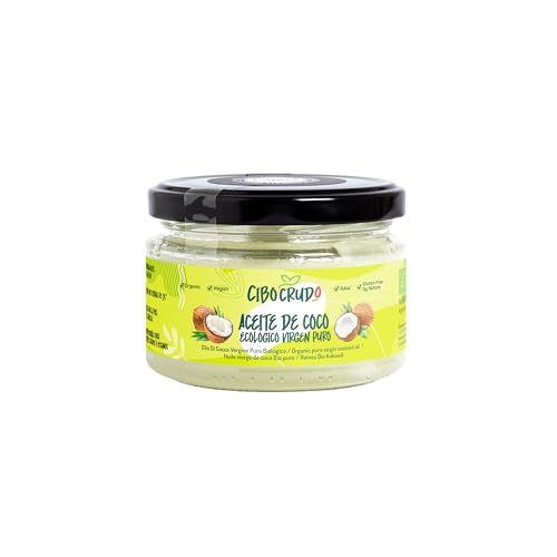 Aceite de Coco Organico - 200 ml. Aceite de Coco Ecologico y Puro Comestible. Aceite de Coco para el Cabello Cuerpo Rostro y Piel. Líquido por encima de 23° Mantecoso por debajo. Organic Coconut Oil.
