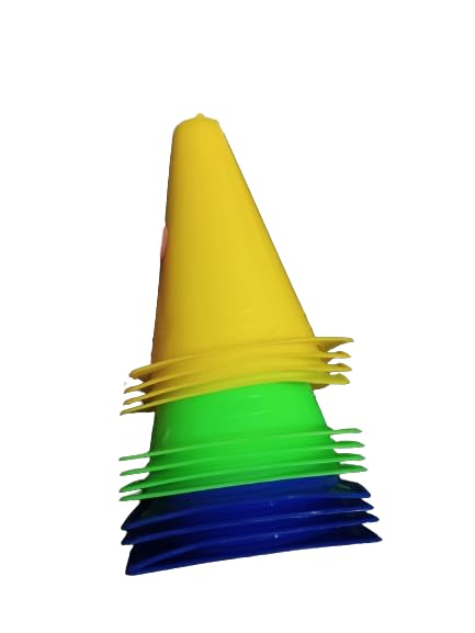 HYORTS® Training Cones, 6 inches (15.24 cm), Set of 12, Multi-Colour Sports Agility Markers for Football,Cricket Basketball and Many More-picture-37