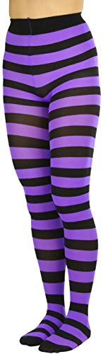 Image of ToBeInStyle Women's Wide Horizontal Contrast Stripe Tights Opaque Hosiery