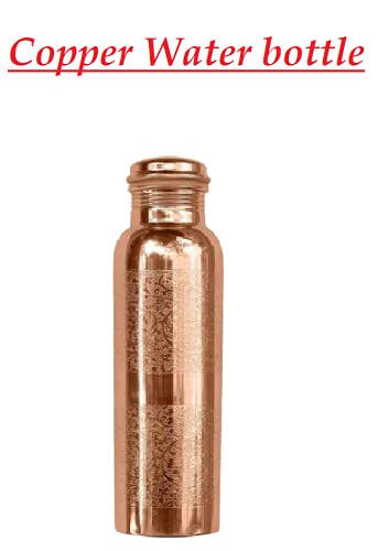 Copper Bottle Drinkig Water Bottle 100% Embossed Design Copper Bottle Water with Lid Ayurvedic Copper Water Bottle Copper Water Vessel Drink More Water Bottle