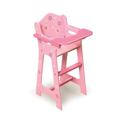 Badger Basket Blossoms and Butterflies Doll High Chair for 18 Inch Dolls – Adjustable Tray for Mealtime Play