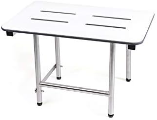 CSI Bathware SEA-SD2815-NH-PHSLO Series Folding Shower Seat with Slotted Top and Swing Down Legs, White