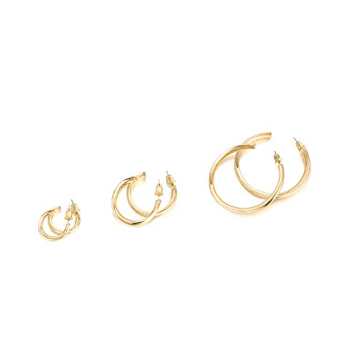 PAVOI 14K Gold Plated Hoop Earrings for Women - 2mm Thick Infinity Hoops - Lightweight Loop Earrings Set3