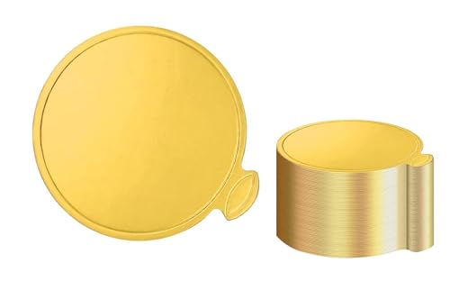 YYaaloa 3.15 Inch Mini Round Golden Cake Boards 50pcs Mousse Cupcake Base Paper Plates Circle Dessert Board (Gold 3inch 50pcs)