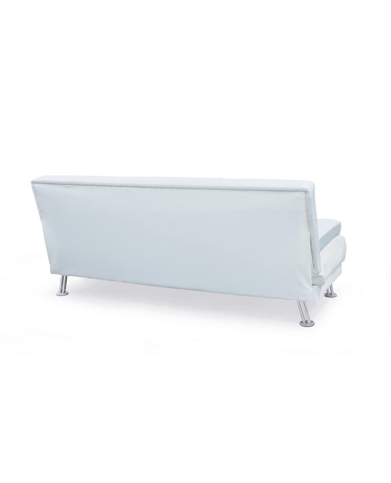 Generico Divano letto tre posti, reclinabile, ecopelle bianco Sicorage 187cm Crucy