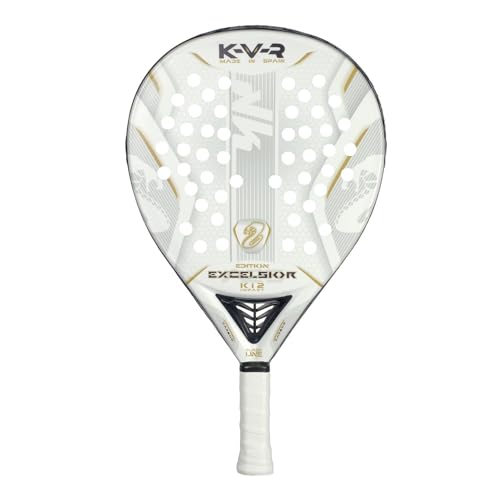 Akkeron Kovra - Pala de Padel - Modelo Excelsior 25 - Carbono 100% - Power Blast EVA - Forma Lágrima - Barniz Gomoso - Cuerda Seguridad Ajustable - Control/Potencia - 355/370g (Fibra de Carbono)