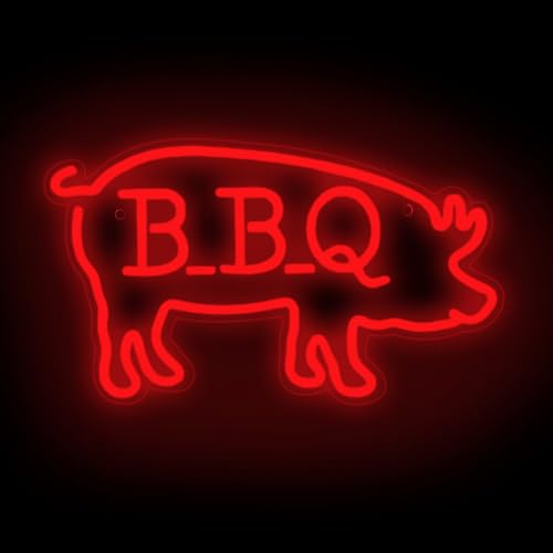 Image of BBQ Pigs Neon Sign, Cute Pig LED Light for BBQ Restaraunt Frontstore