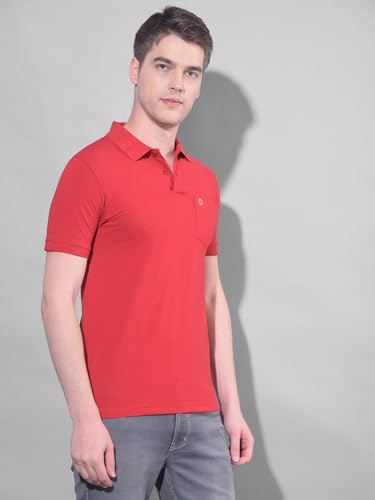Image of Dollar Men's Pack of 1 Solid Cotton Blend Polo Neck T-Shirt