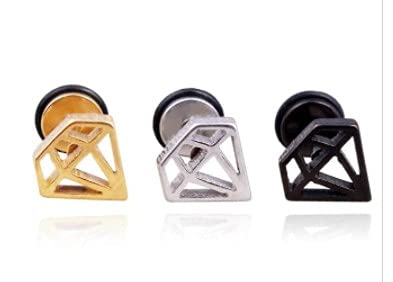 Diamond Shape Metal Cutout Stud Post Earrings - New - Pair! - 3 Colors (Gold)