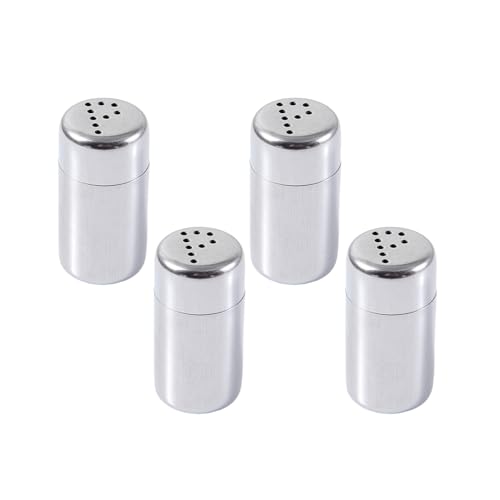 4 saleros portátiles de acero inoxidable para condimentos, contenedor de condimentos con tapa para viajes y picnics