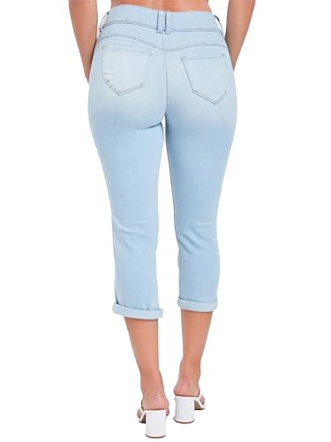 YMI Women's Wannabettabutt Roll Up Cropped Jeans3