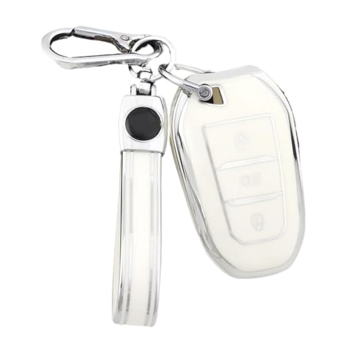 Funda para llave inteligente Peugeot de TPU flexible con protección total y acabado plateado