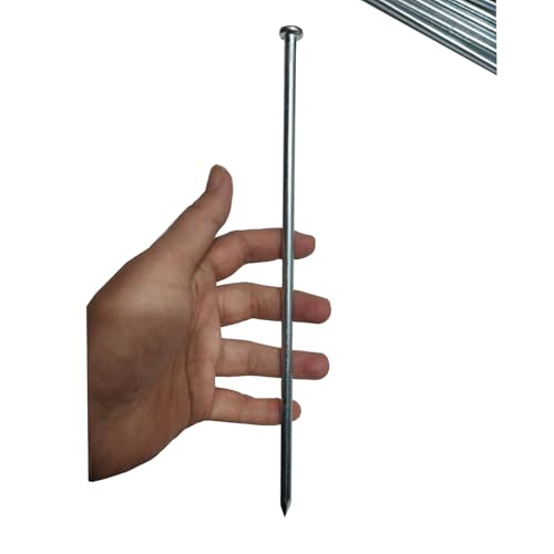 Metal Stakes, 10 Inch 35Pcs Galvanized Landscape Spikes,Garden Nails for Turf,Weed Barriers,Tent and More (35, Silver) - Image 3
