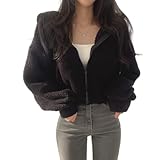 [RoBeKaU] パーカー レディース 大きいサイズ スウェット トレーナー プルオーバー ジップアップ ショート丈 無地 裏起毛 暖かい フリース フード付き カジュアル おしゃれ ゆったり ジャケット コート 可愛い シンプル 韓国 春 秋 冬