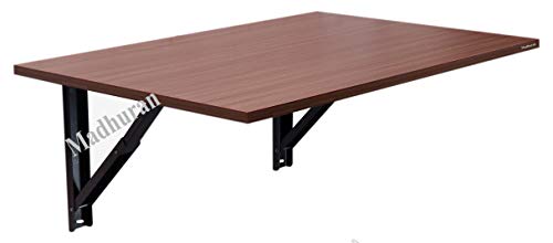 Image of Madhuran Engineered Wood Wall Mounted Folding Study Laptops Table Desk (31.4x20.8 Inch, Walnut) Students Office Living Room Kitchen Space Saving Organiser Station