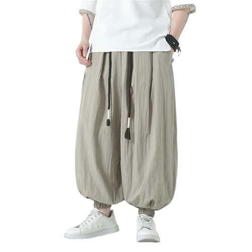 Pantalon long en coton et lin léger homme pour un été frais respirant