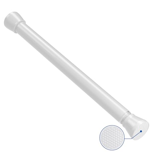 Image of Tension Rods 16 to 26 Inch White Tension Curtain Rod Small Tension Rod Adjustable Curtain Rod Spring Curtain Rods No Drilling Expandable Pressure Spring for Closet Kitchen Door