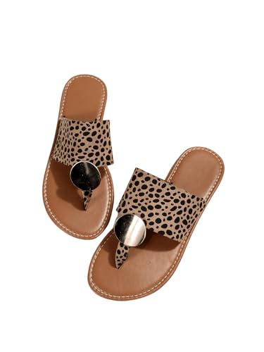 Verdusa Women's Leopard Print Flip Flop Sandals Casual Thong Sandals