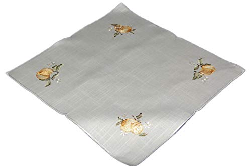 Plauener Spitze Tischdecke Leinenoptik Stickerei Zitrone Decke Läufer/Made in Germany Cover