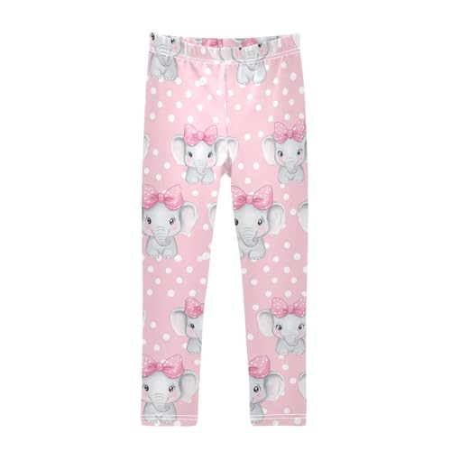 Wusikd Pink White Girls' Leggings Toddler Doodles Polka Dots Kids Yoga Pants Dance Active Tights 4T