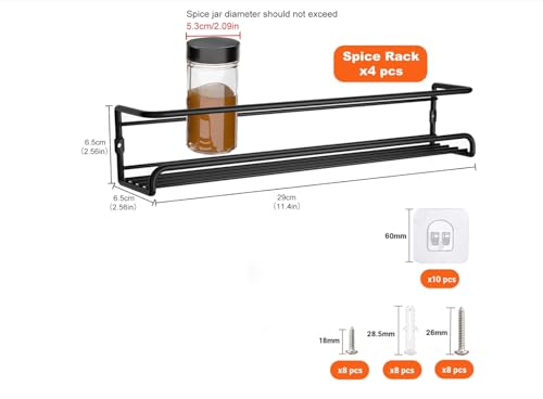 Estefanlo Spice Rack, Spice Rack for Inside Cupboard, Spice Racks Wall Mounted, Spice Racks, Spice Organiser, Spices Rack, Spice Shelf - Cosy Home Interiors Estefanlo Spice Rack, Spice Rack for Inside Cupboard, Spice Racks Wall Mounted, Spice Racks, Spice Organiser, Spices Rack, Spice Shelf - Image 5