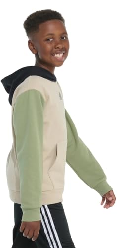 Adidas Youth Boy's Fleece Long Sleeve Graphic Logo Pullover Hoodie (US, Alpha, Small, Regular, Tan)3