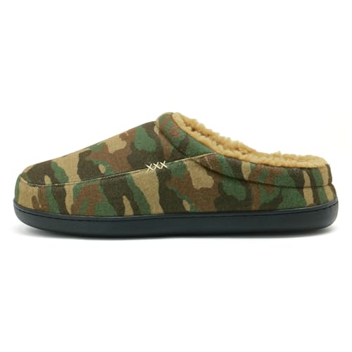 Image of NewDenBer Men's Warm Memory Foam Suede Plush Fleece Lined Slip on Indoor Outdoor Clog House Slippers