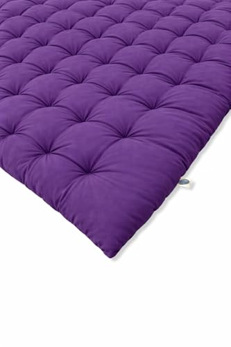 Image of ATOOTFUSION Soft Cotton Quilt | Foldable Light Weight Filled Single Firm Cotton Quilt Mattress| Gadda (Solid Coloured, 2 Sleeping Capacity, 5 x 6 ft or 72 x 60 Inches Queen) (Purple)