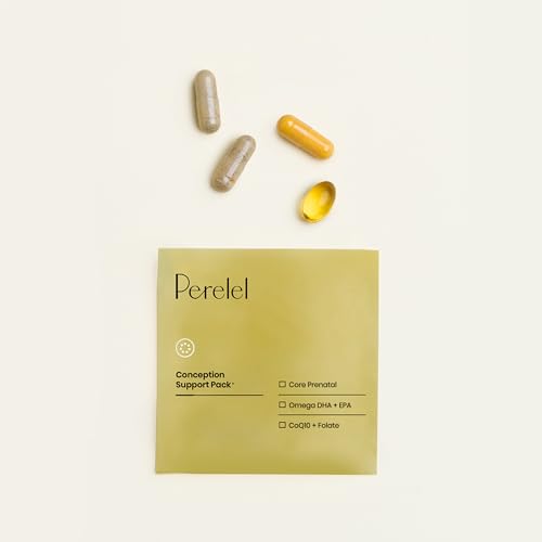 Image of Perelel Conception Fertility Prenatal Vitamins, Folate, CoQ10 & DHA Omega 3 | Women's Fertility Support Multivitamin, Choline, Vitamin B6, & Vitamin D, Soy & Gluten Free, Non-GMO, 30 Daily Pill Packs