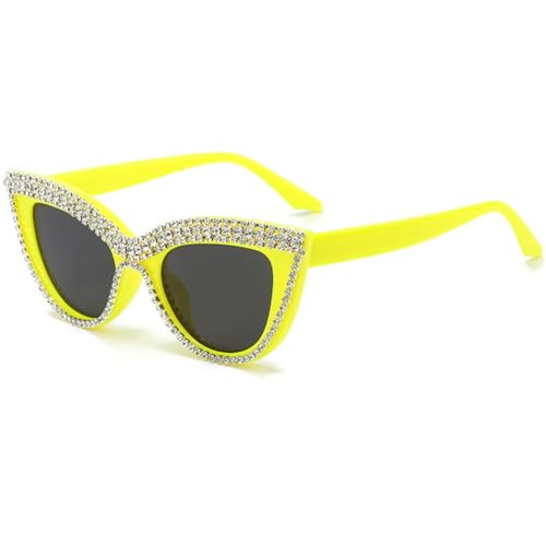 Lunettes de soleil œil de chat diamant de luxe, accessoire glamour aux strass raffinés