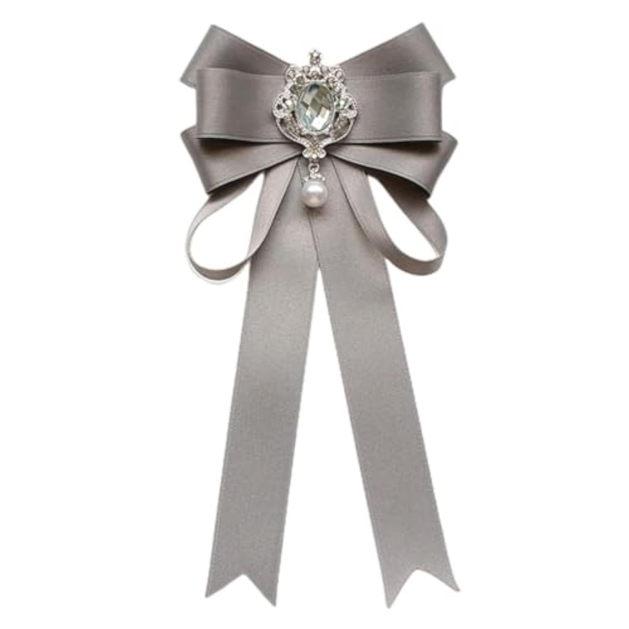 Women's Gray Bow Tie Corsage Breastpin Collar Tie