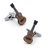 iGame Men's Cute Guitar Cufflinks Coffee Color Fashion Music Cuff Links Quality Gift Box For Music Lover