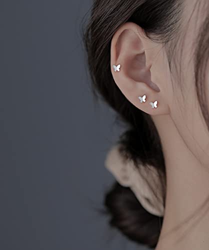 Sluynz 925 Sterling Silver Tiny Butterfly Earrings Studs For Women Teen Girls Tiny Studs Earrings (A-Silver) #TOP4