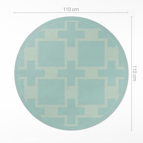 Tapis Vinyle ø110 cm Rond Résistant PVC Durable Maison Deco