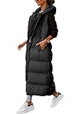 Shanfetl Women's Long Quilted Vest Hooded Maxi Length Sleeveless Puffer Vest Padded Coat Winter Outerwear