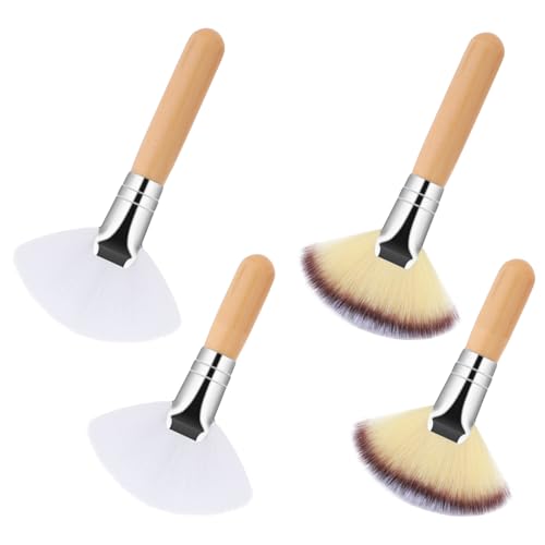 4 Pcs Fan Brush Makeup Highlighter Brush Facial Brushes Esthetician Facial Fan Brush Face Soft Bristle Highlighting Blush Brush Facial Applicator Brushes Face Makeup Tools For Peel Makeup Mud Cream