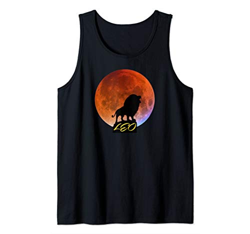 Mens August King Lion Leo T-shirt Art-Moon August Leo Birthday Tank Top