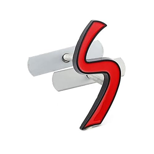 AUTOZOCO Badge S pour grille de voiture, emblème grill, badge S, compatible Mini Cooper S, R56, R53, F56, R50, R52, R57, métal, 6x5 cm, rouge et noir