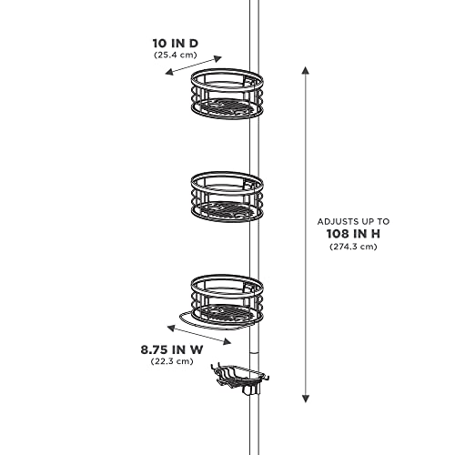 Iletd Rust-Resistant Tension Pole Shower Caddy, 3 Shelves, Oil Rubbed Bronze Finish #TOP2