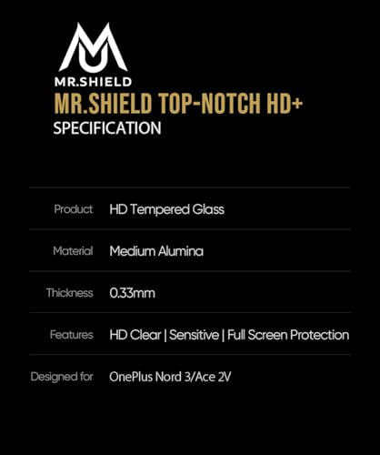 Image of Mr.Shield Top-Notch HD+ Tempered Glass Screen Protector Guard for OnePlus Nord CE 4 / CE4 5G, Case Friendly [1 Pack]