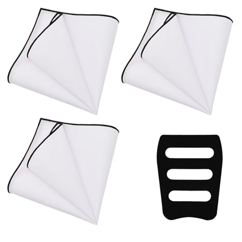 Image of White Pocket Squares for Men, Mens Linen Cotton Handkerchiefs with Pocket Square Holder for Daily Wedding Banquet