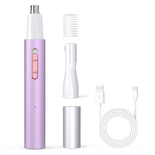 Nose and Ear Hair Trimmer for Women Men,2025 Rechargeable Eyebrow & Facial Trimmer,Dual-Edge Blades,Waterproof Easy Cleansing, for Peach Fuzz Fine Hair Face Chin Neck, Upper-Lip