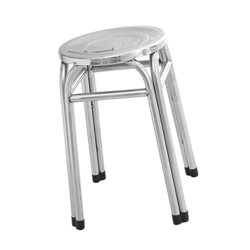 jojomis Stainless Steel Stackable Stool Backless Non Slip Sturdy Comfortable Seating for Outdoor Dining Room Kitchen Garden 11.42x18.50 Inch