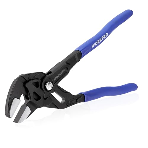 Image of WORKPRO 10-Inch Pliers Wrench, CR-V Construction Wrench Plier | High Lever Ratio Adjustable Parallel Smooth Jaw Pliers, Black Finish, Groove Lock Mechanism