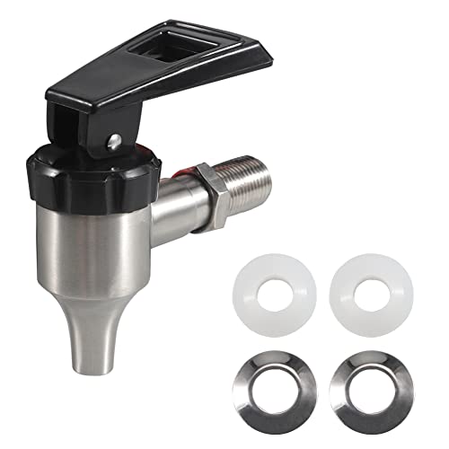 MUGLIO Edelstahl-Bier-Getränkespender Ersatz-Zapfhahn, schwarzer Griff für Kaffeegläser, Saft, kaltes Warmwasser, Bier, Getränke, Fass, Milchteee-Eimer (16 mm) Cover