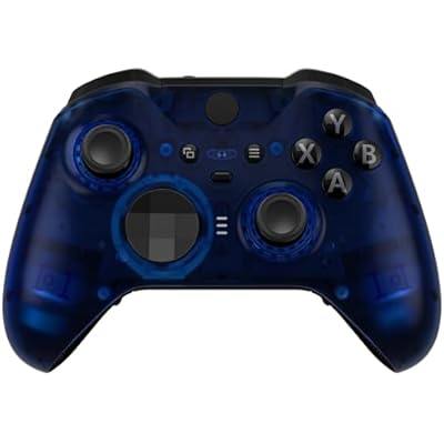 eXtremeRate Clear Blue Replacement Faceplate Cover for Xbox One Elite Controller Series 2 (Model 1797), Custom DIY Front Housing Shell Case & Accent Rings Core
